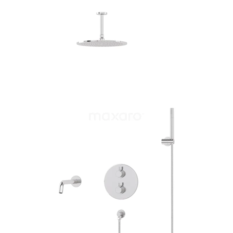 Radius Built-in Bath tap with rain shower | Chrome Thermostatic DIC55-00048
