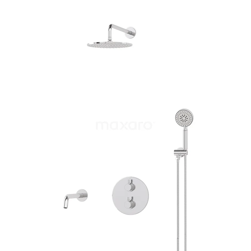 Radius Built-in Bath tap with rain shower | Chrome Thermostatic DIC55-00064