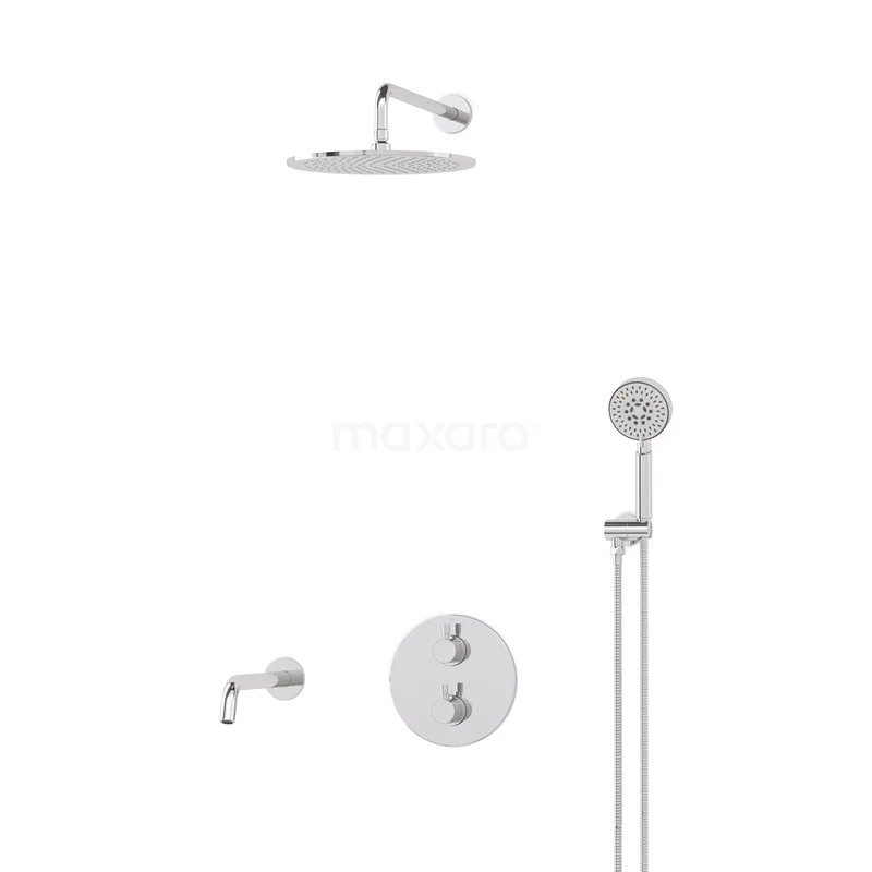Radius Built-in Bath tap with rain shower | Chrome Thermostatic DIC55-00066