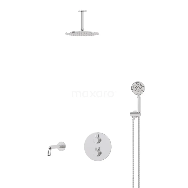 Radius Built-in Bath tap with rain shower | Chrome Thermostatic DIC55-00070