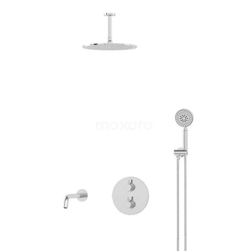 Radius Built-in Bath tap with rain shower | Chrome Thermostatic DIC55-00072