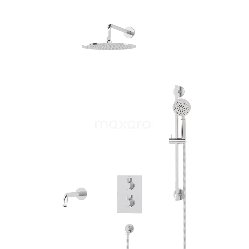 Radius Built-in Bath tap with rain shower | Chrome Thermostatic DIC55-00089