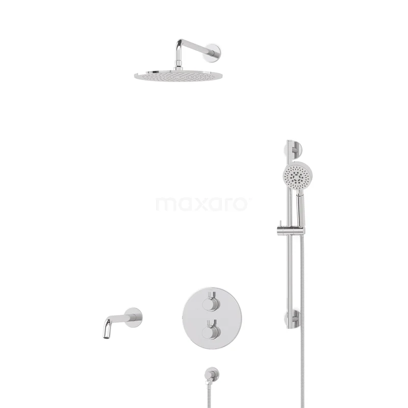 Radius Built-in Bath tap with rain shower | Chrome Thermostatic DIC55-00090