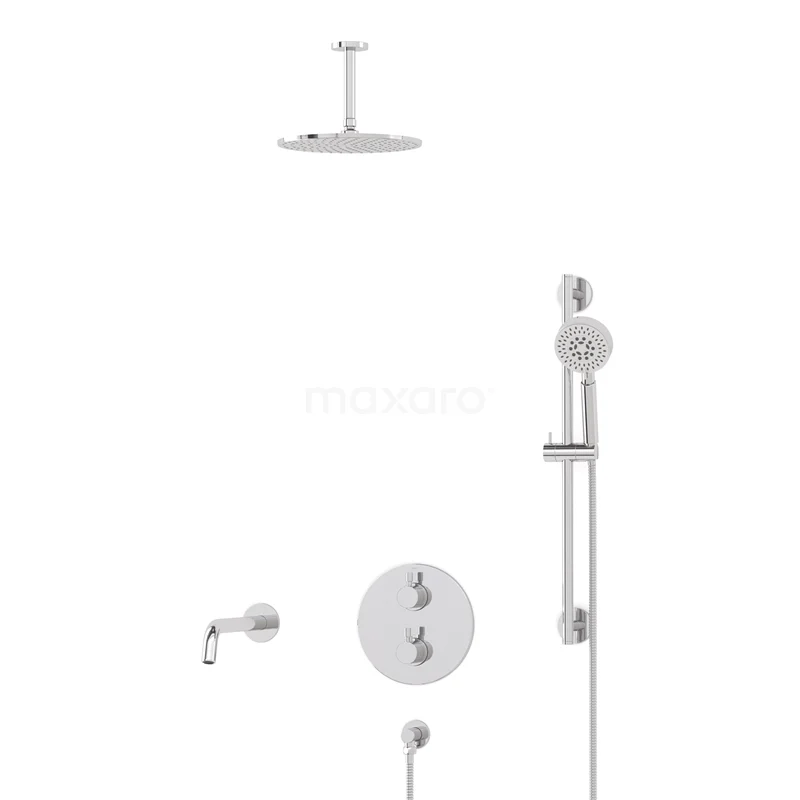 Radius Built-in Bath tap with rain shower | Chrome Thermostatic DIC55-00094