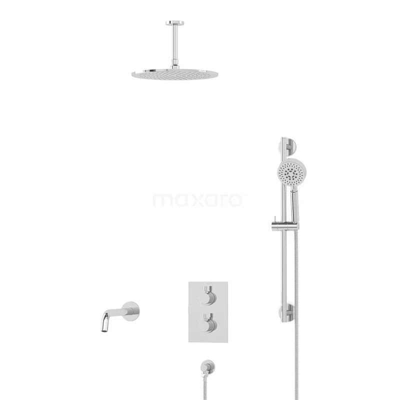 Radius Built-in Bath tap with rain shower | Chrome Thermostatic DIC55-00095