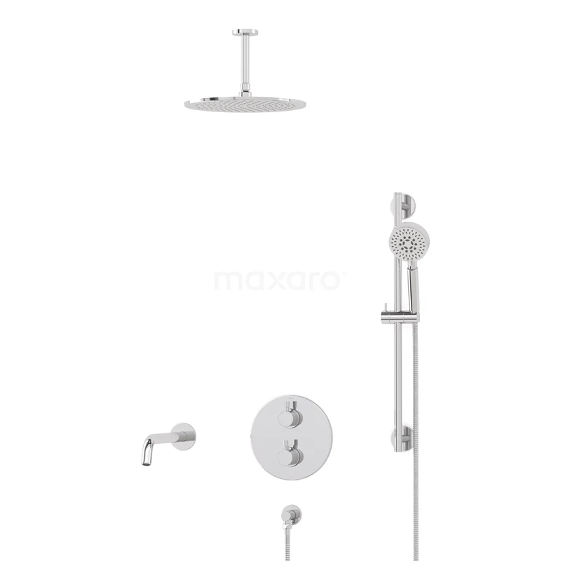 Radius Built-in Bath tap with rain shower | Chrome Thermostatic DIC55-00096