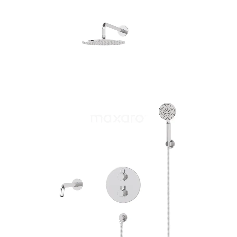 Radius Built-in Bath tap with rain shower | Chrome Thermostatic DIC55-00112