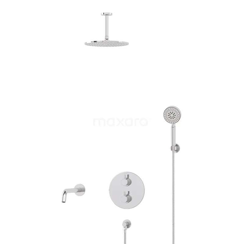Radius Built-in Bath tap with rain shower | Chrome Thermostatic DIC55-00118