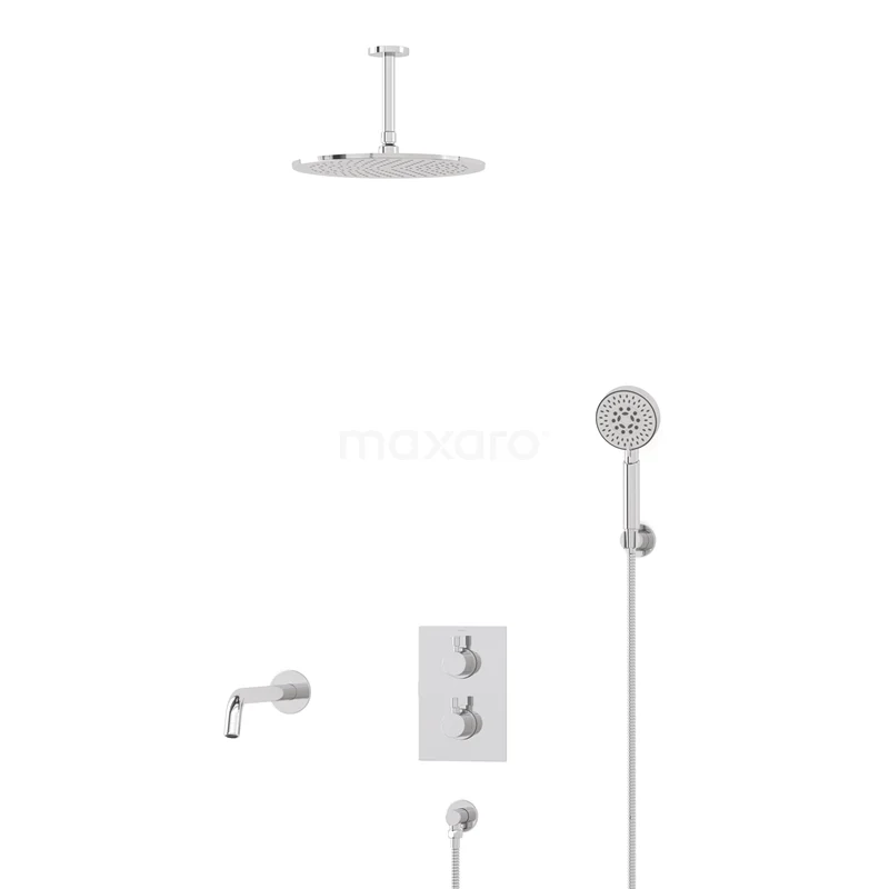 Radius Built-in Bath tap with rain shower | Chrome Thermostatic DIC55-00119