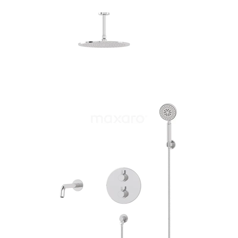 Radius Built-in Bath tap with rain shower | Chrome Thermostatic DIC55-00120