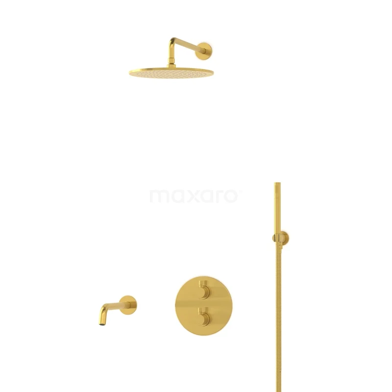 Radius Built-in Bath tap with rain shower | Gold Thermostatic DIG55-00018