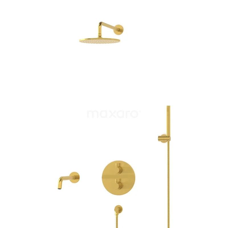 Radius Built-in Bath tap with rain shower | Gold Thermostatic DIG55-00040