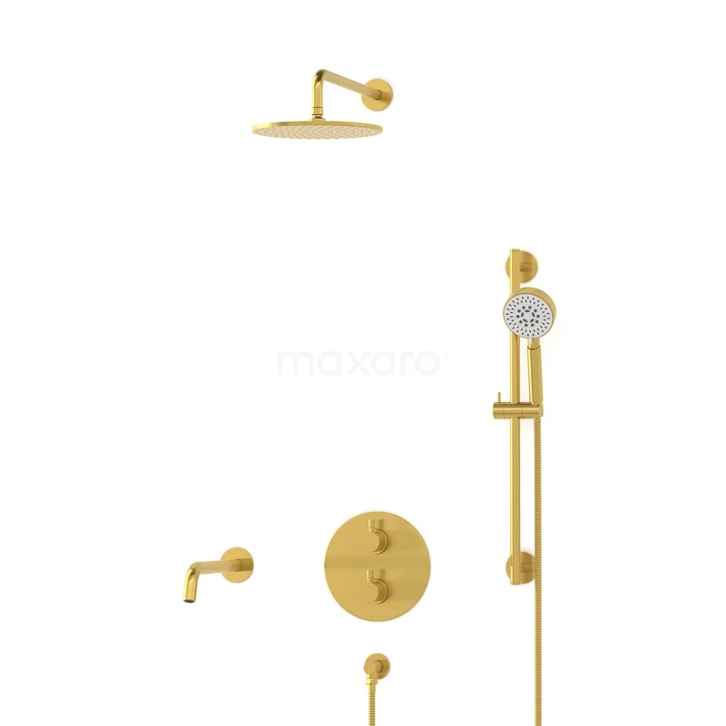 Radius Built-in Bath tap with rain shower | Gold Thermostatic DIG55-00088