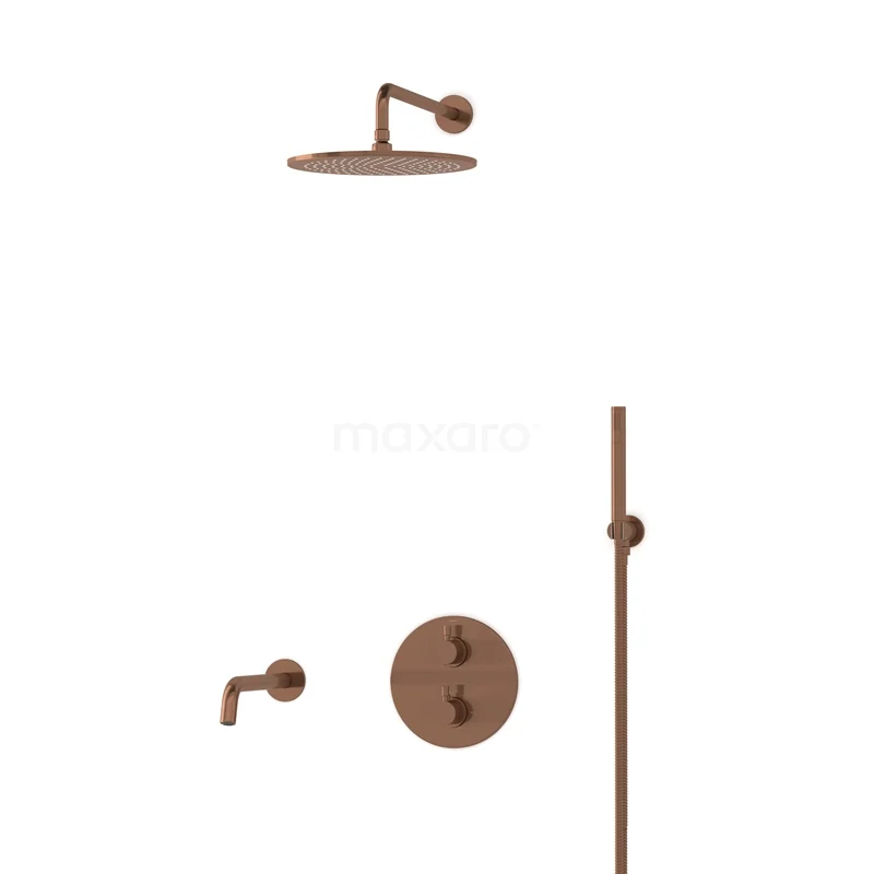 Radius Built-in Bath tap with rain shower | Copper Thermostatic DIK55-00018