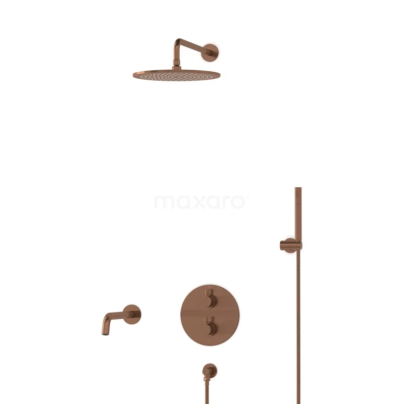 Radius Built-in Bath tap with rain shower | Copper Thermostatic DIK55-00042