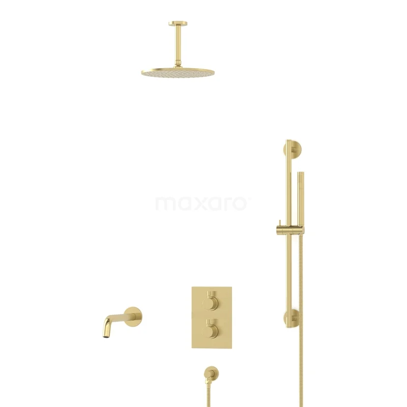 Radius Built-in Bath tap with rain shower | Light gold | Thermostatic DIL55-00033