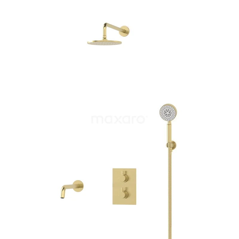 Radius Einbau Badewannenarmatur mit Regendusche | Hellgold | Thermostatisch DIL55-00073 Radius Einbau Badewannenarmatur mit Regendusche | Hellgold | Thermostatisch DIL55-00073