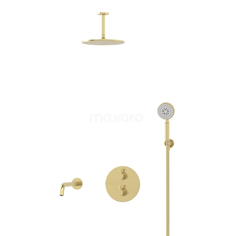 Radius Built-in Bath tap with rain shower | Light gold | Thermostatic DIL55-00082