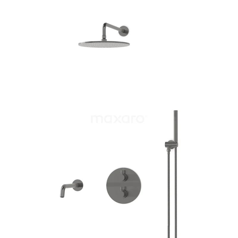 Radius Built-in Bath tap with rain shower | Black metal Thermostatic DIM55-00006