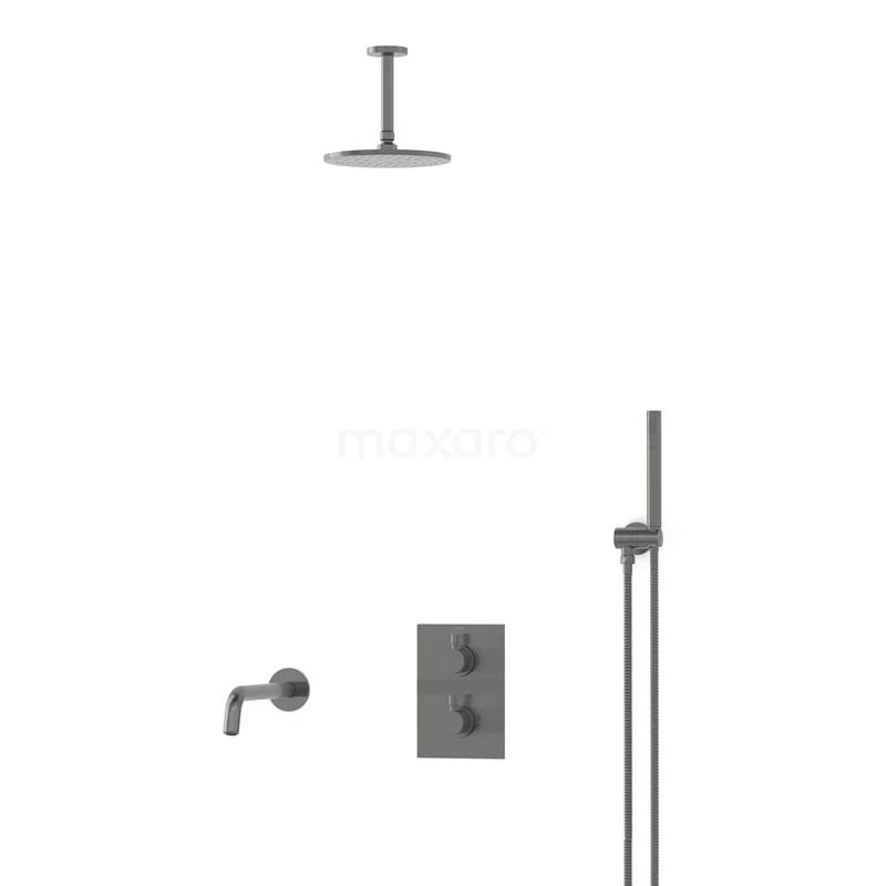 Radius Built-in Bath tap with rain shower | Black metal Thermostatic DIM55-00007
