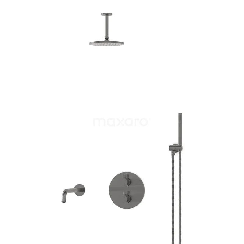 Radius Built-in Bath tap with rain shower | Black metal Thermostatic DIM55-00008