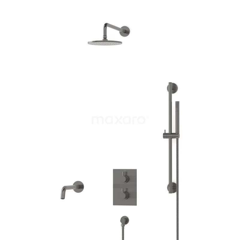 Radius Built-in Bath tap with rain shower | Black metal Thermostatic DIM55-00025