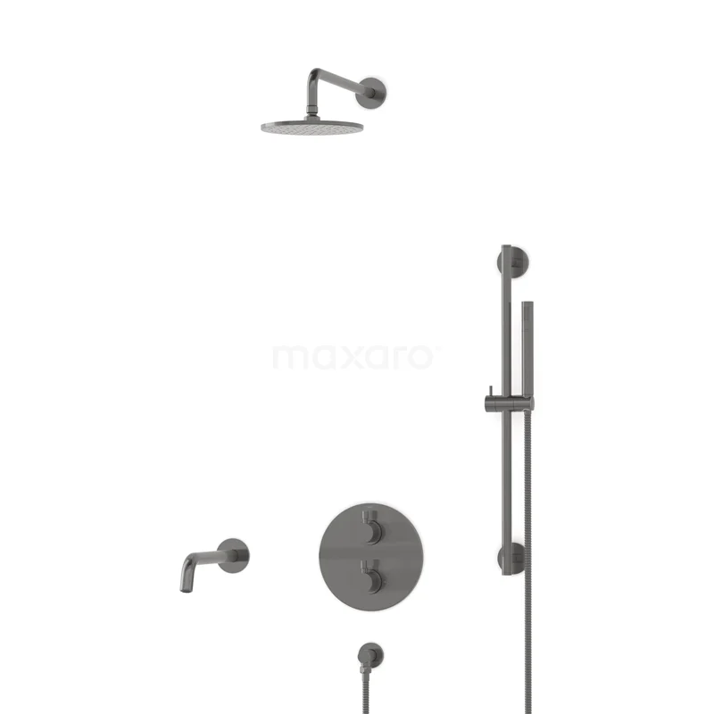 Radius Built-in Bath tap with rain shower | Black metal Thermostatic DIM55-00026