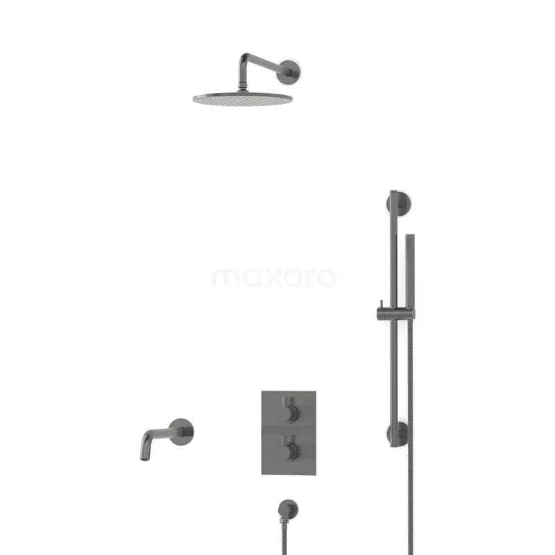 Radius Built-in Bath tap with rain shower | Black metal Thermostatic DIM55-00027