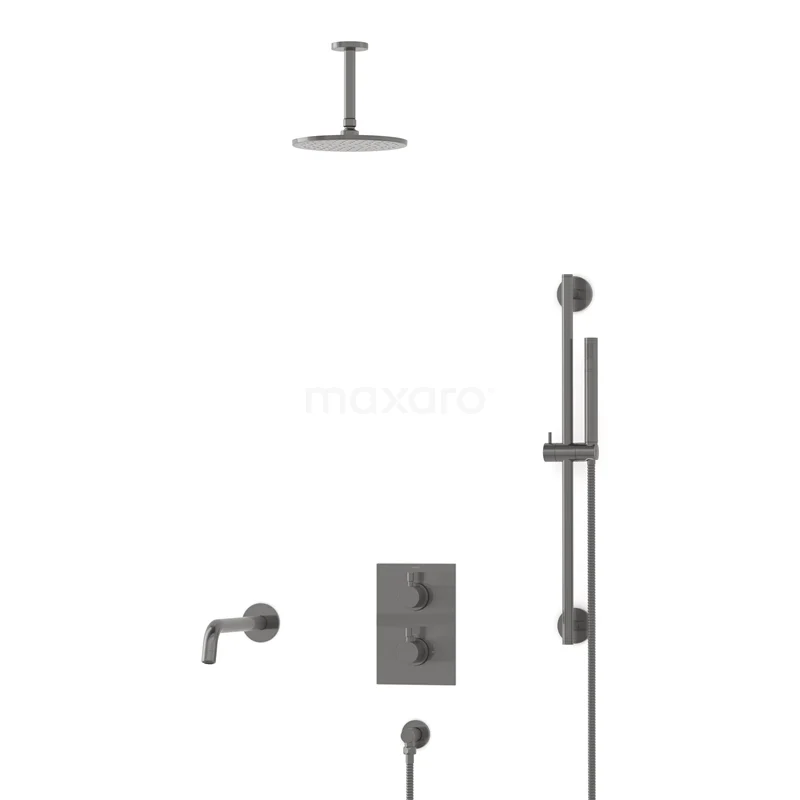 Radius Built-in Bath tap with rain shower | Black metal Thermostatic DIM55-00031