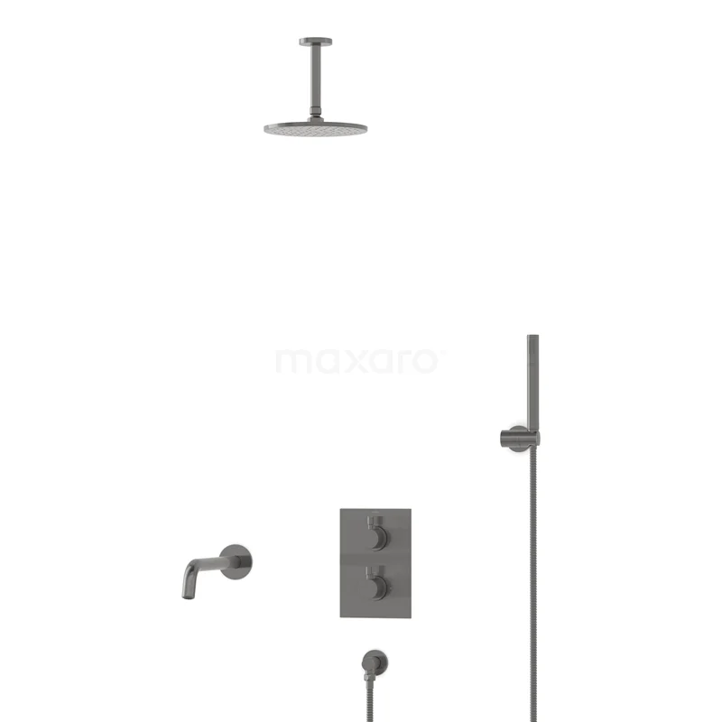 Radius Built-in Bath tap with rain shower | Black metal Thermostatic DIM55-00043
