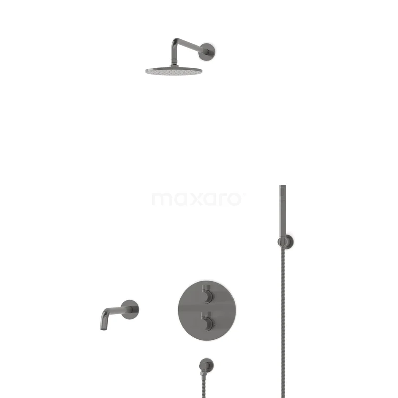 Radius Built-in Bath tap with rain shower | Black metal Thermostatic DIM55-00050