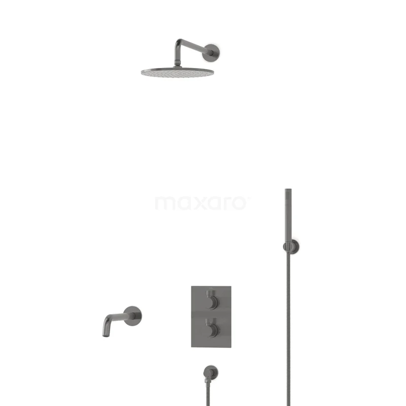 Radius Built-in Bath tap with rain shower | Black metal Thermostatic DIM55-00051