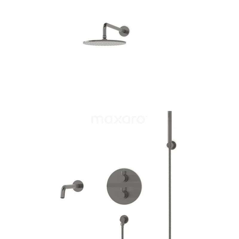 Radius Built-in Bath tap with rain shower | Black metal Thermostatic DIM55-00052