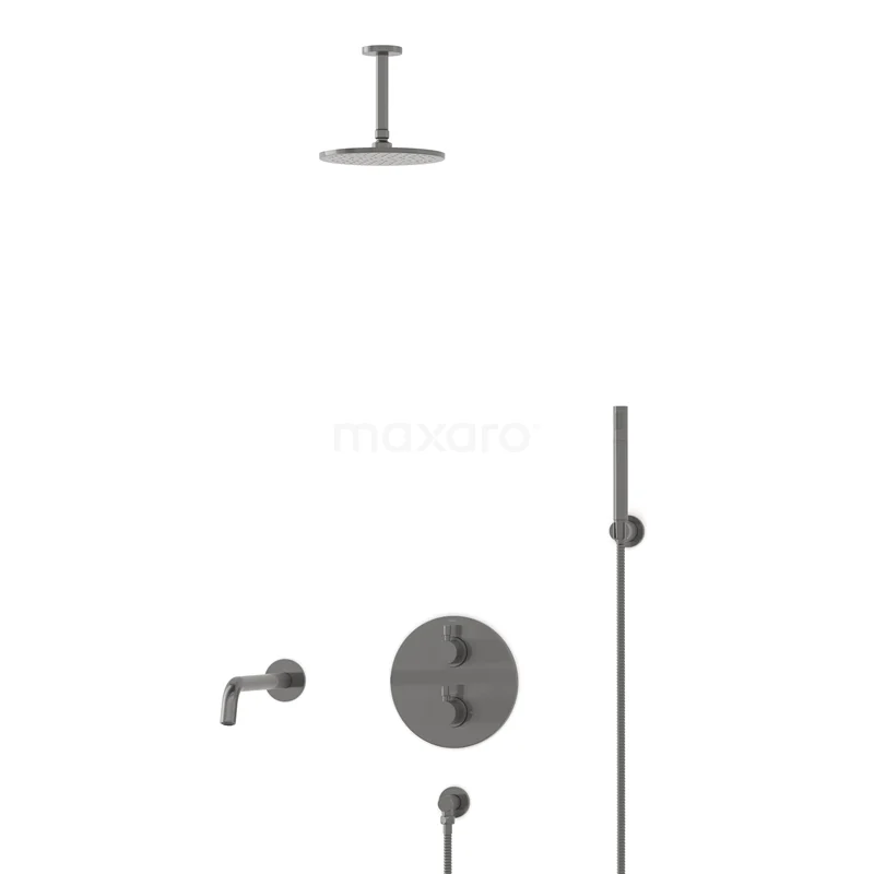 Radius Built-in Bath tap with rain shower | Black metal Thermostatic DIM55-00056