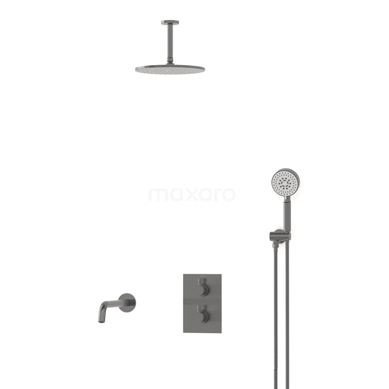 Radius Built-in Bath tap with rain shower | Black metal Thermostatic DIM55-00069