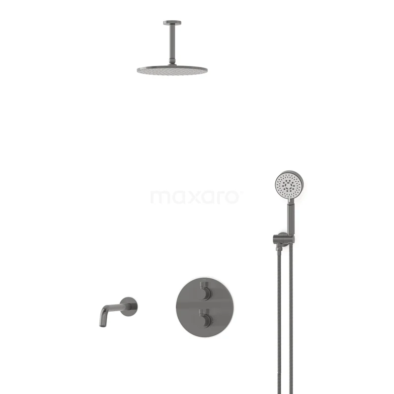 Radius Built-in Bath tap with rain shower | Black metal Thermostatic DIM55-00070
