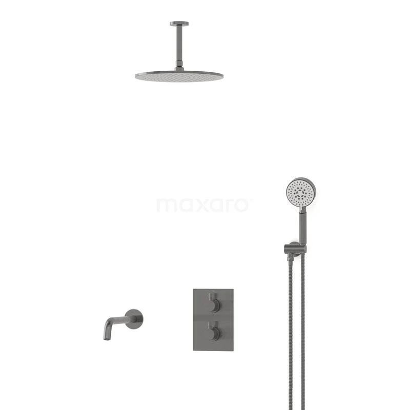 Radius Built-in Bath tap with rain shower | Black metal Thermostatic DIM55-00071