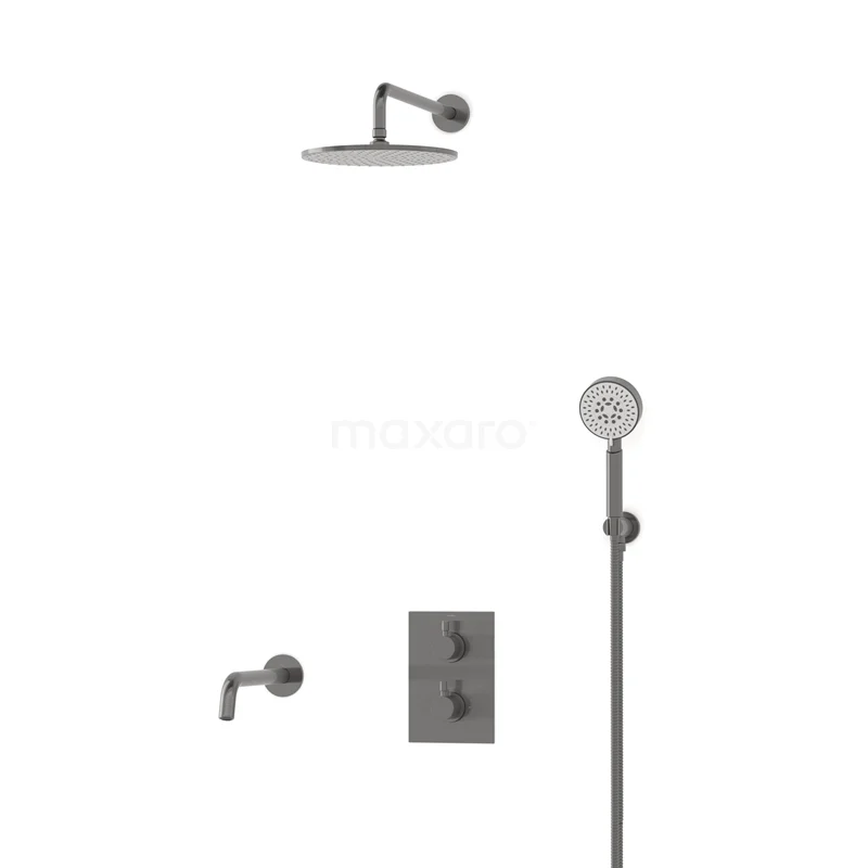 Radius Built-in Bath tap with rain shower | Black metal Thermostatic DIM55-00075
