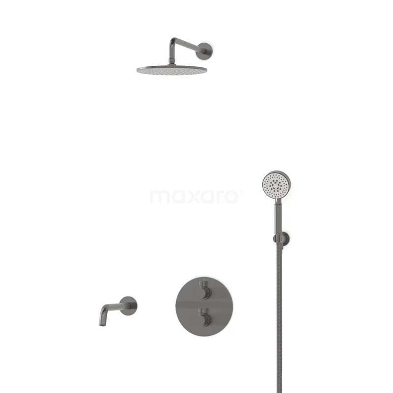 Radius Built-in Bath tap with rain shower | Black metal Thermostatic DIM55-00076
