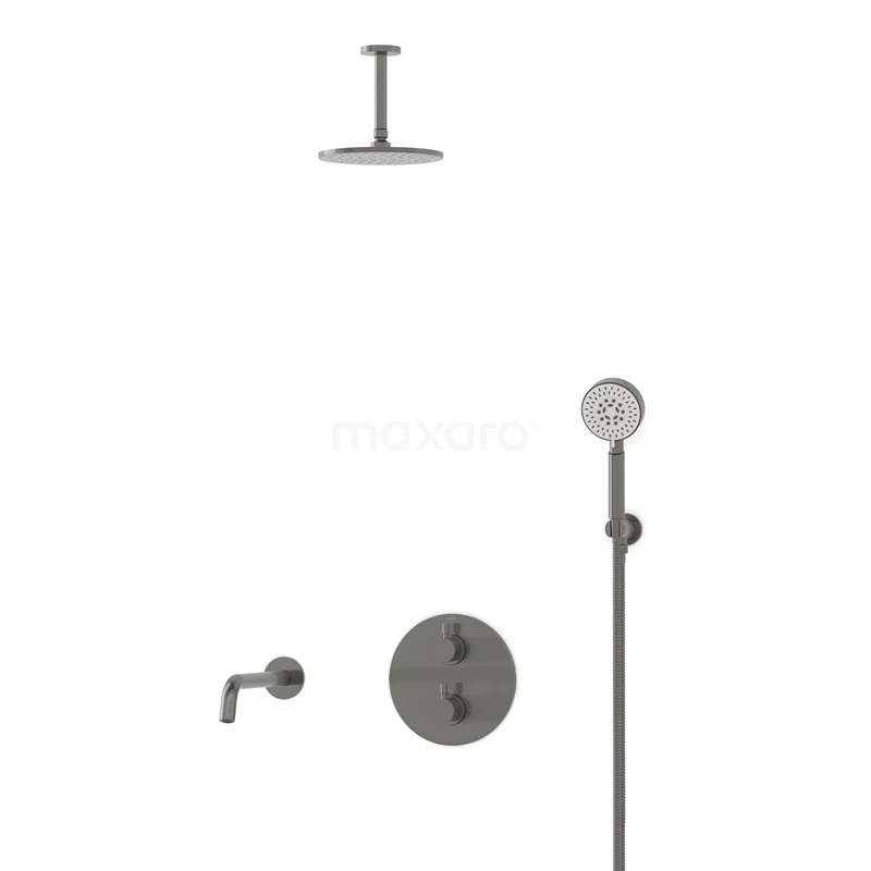 Radius Built-in Bath tap with rain shower | Black metal Thermostatic DIM55-00080