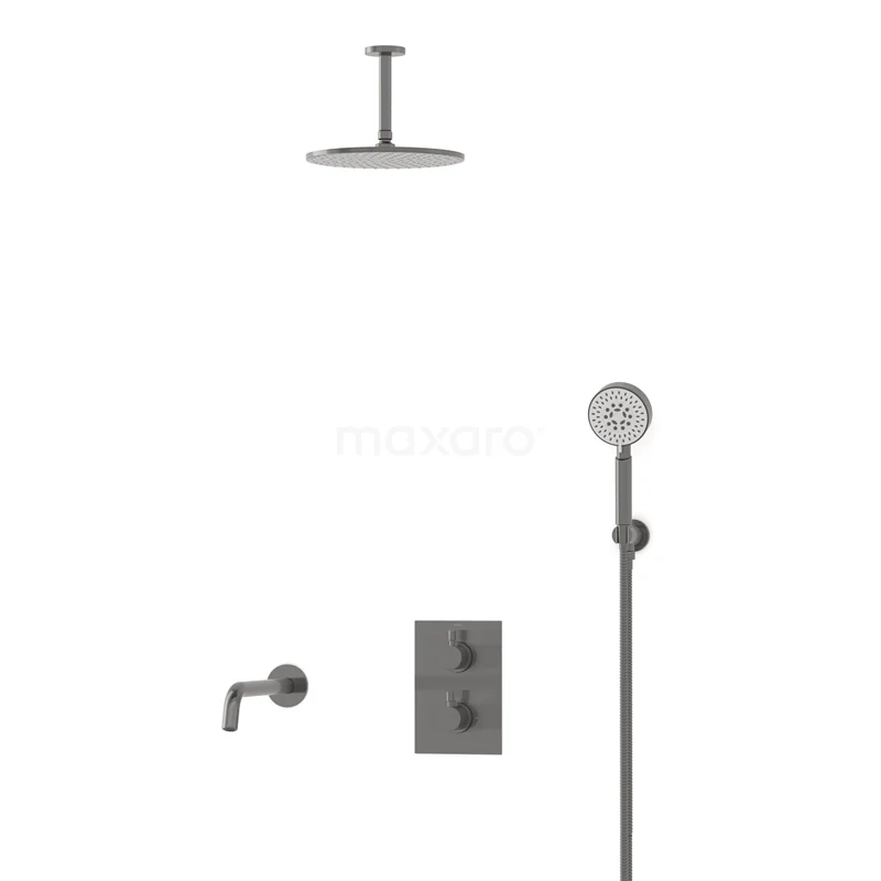 Radius Built-in Bath tap with rain shower | Black metal Thermostatic DIM55-00081
