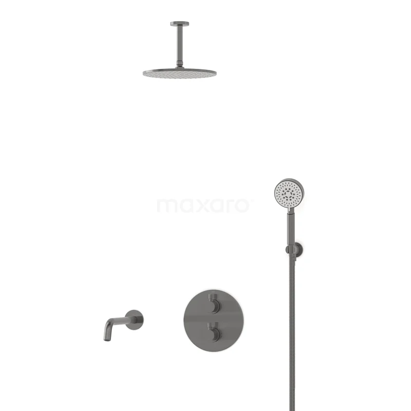 Radius Built-in Bath tap with rain shower | Black metal Thermostatic DIM55-00082