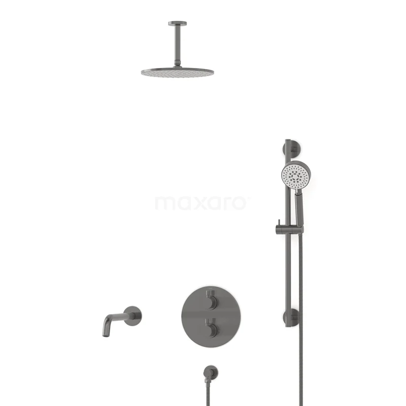 Radius Built-in Bath tap with rain shower | Black metal Thermostatic DIM55-00094