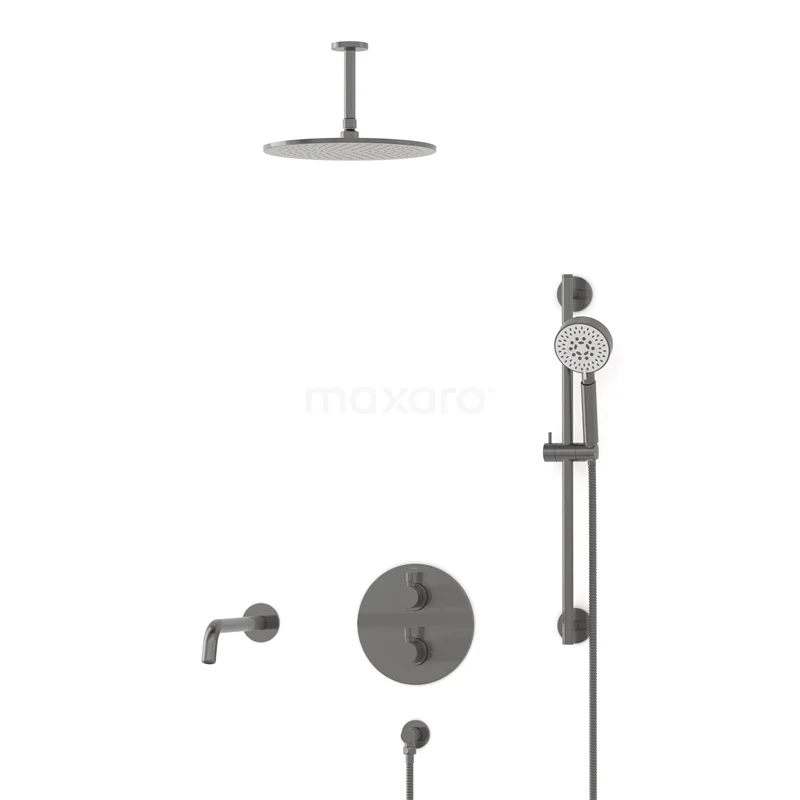 Radius Built-in Bath tap with rain shower | Black metal Thermostatic DIM55-00096