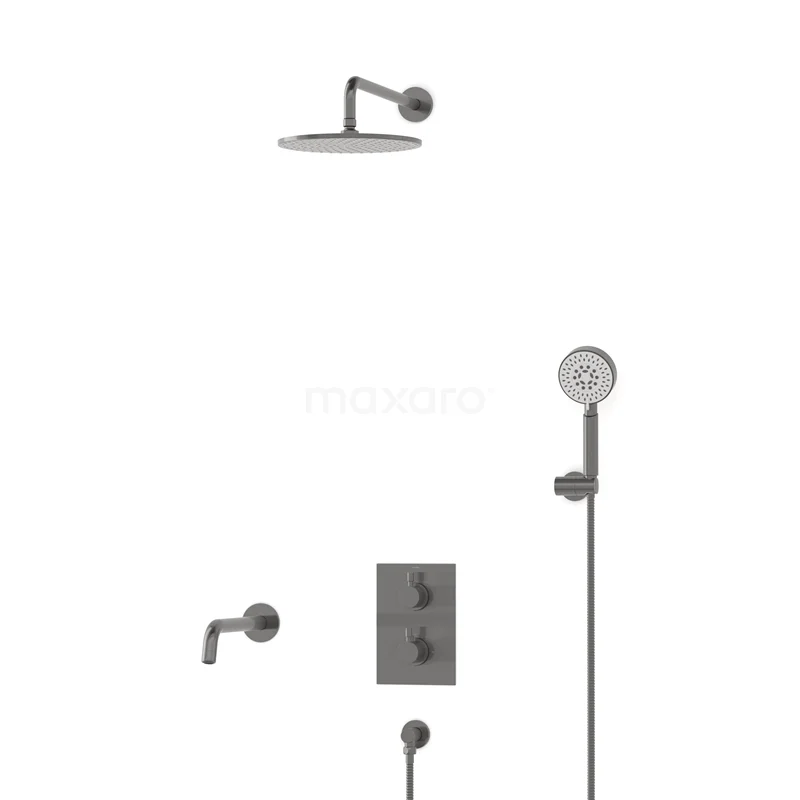 Radius Built-in Bath tap with rain shower | Black metal Thermostatic DIM55-00099