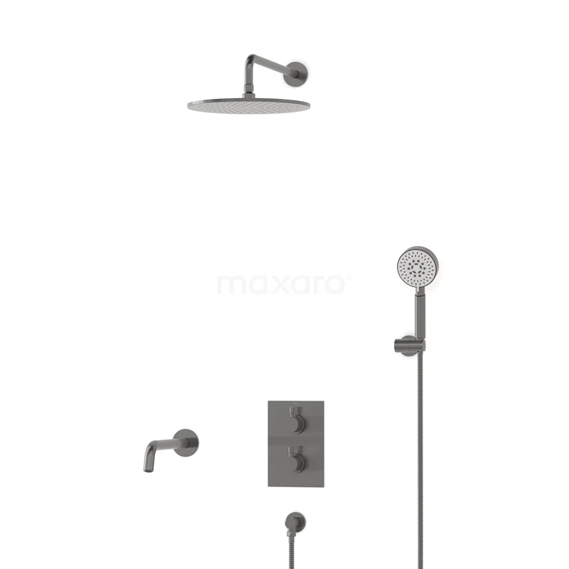 Radius Built-in Bath tap with rain shower | Black metal Thermostatic DIM55-00101