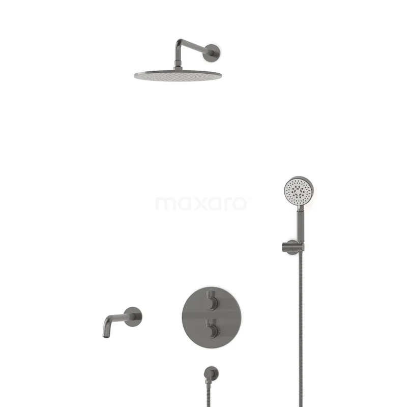 Radius Built-in Bath tap with rain shower | Black metal Thermostatic DIM55-00102