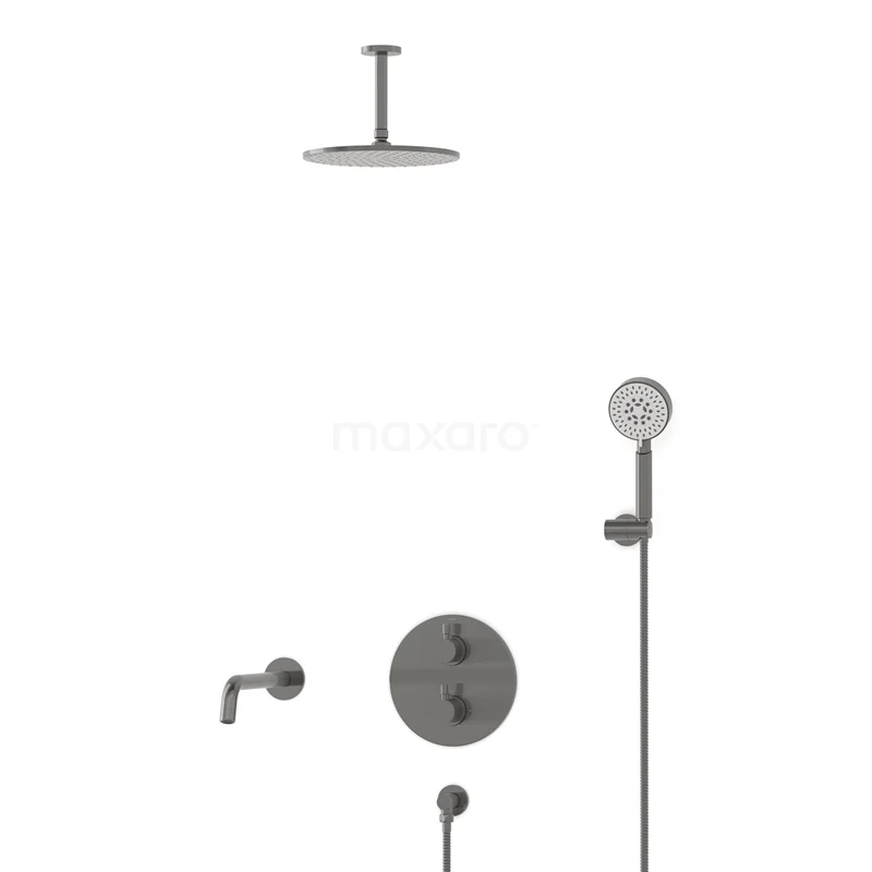 Radius Built-in Bath tap with rain shower | Black metal Thermostatic DIM55-00106