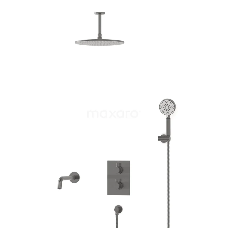 Radius Built-in Bath tap with rain shower | Black metal Thermostatic DIM55-00107