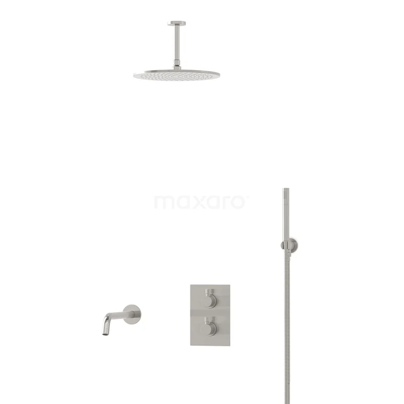 Radius Built-in Bath tap with rain shower | Stainless steel Thermostatic DIR55-00023